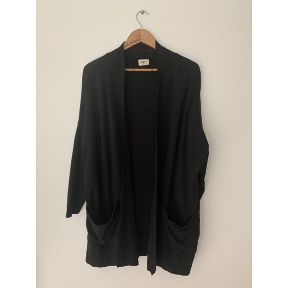 Pact Sweaters - Pact 100% Organic Cotton Airplane Wrap Cardigan Black XL/XXL Travel Packable
